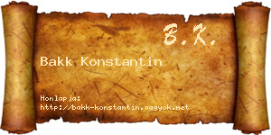 Bakk Konstantin névjegykártya